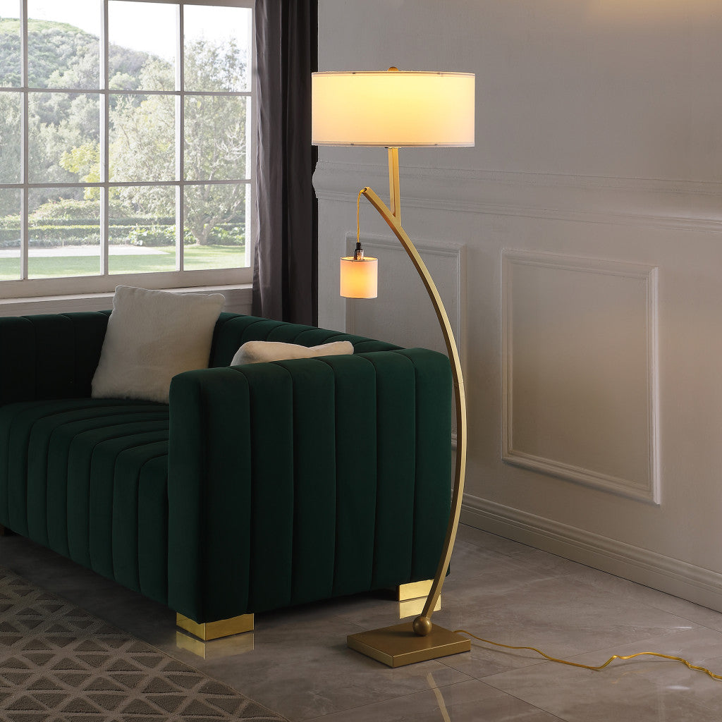 Matte Gold Dual Arc Floor Lamp w/ Shade