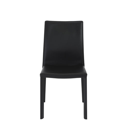 Black Leather Dining Chair - Set of 2