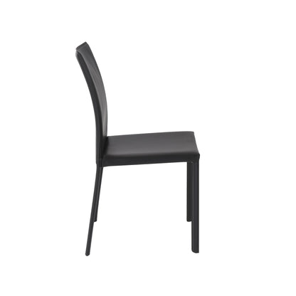 Black Leather Dining Chair - Set of 2