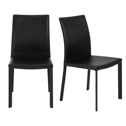 Black Leather Dining Chair - Set of 2
