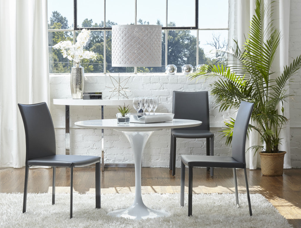 Black Leather Dining Chair - Set of 2