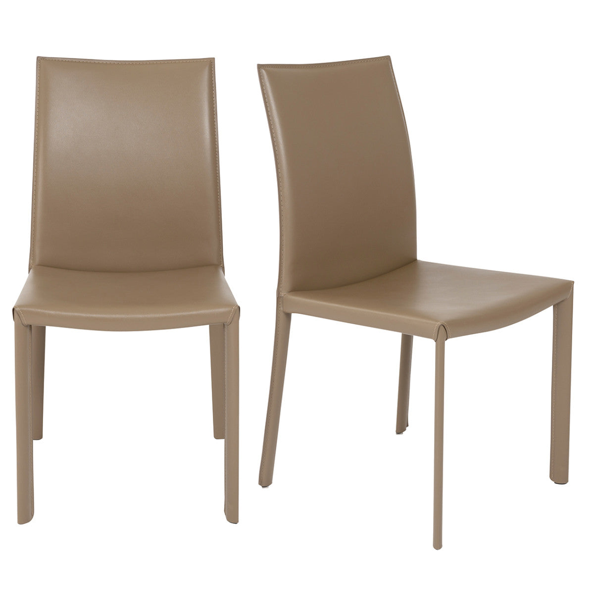 Taupe Leather Dining Chair - Set of 2