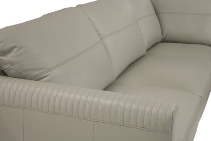 Light Green Leather L Shaped 2 Piece Sectional