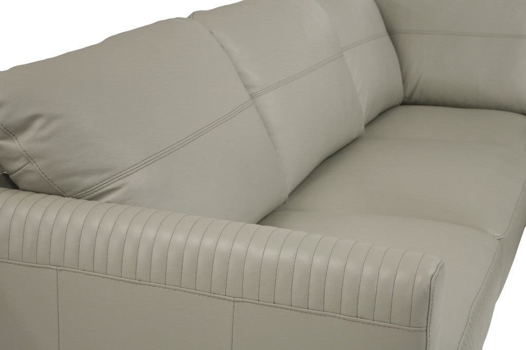 Light Green Leather L Shaped 2 Piece Sofa & Chaise Sectional