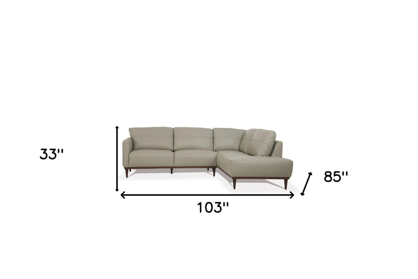Light Green Leather L Shaped 2 Piece Sofa & Chaise Sectional