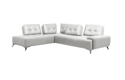 White Leather L Shaped 2 Piece Sectional
