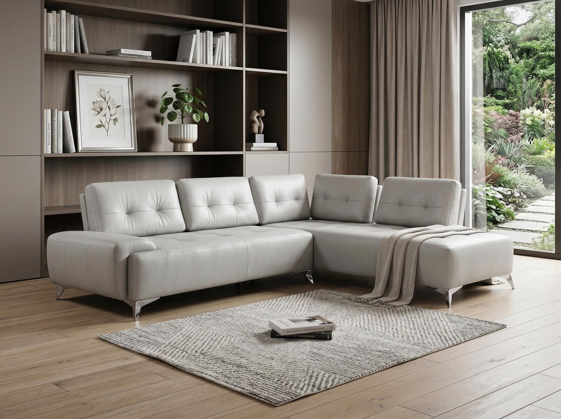 White Leather L Shaped 2 Piece Seating Component