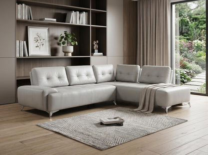 White Leather L Shaped 2 Piece Seating Component