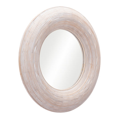 Beige Round Framed Accent Mirror