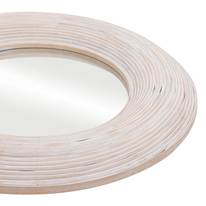 Beige Round Framed Accent Mirror