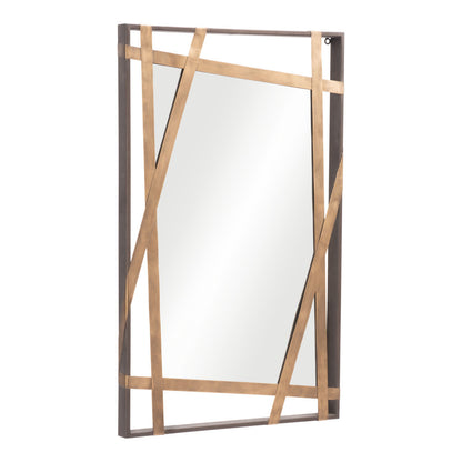 Gold And Black Steel Framed Accent Mirror
