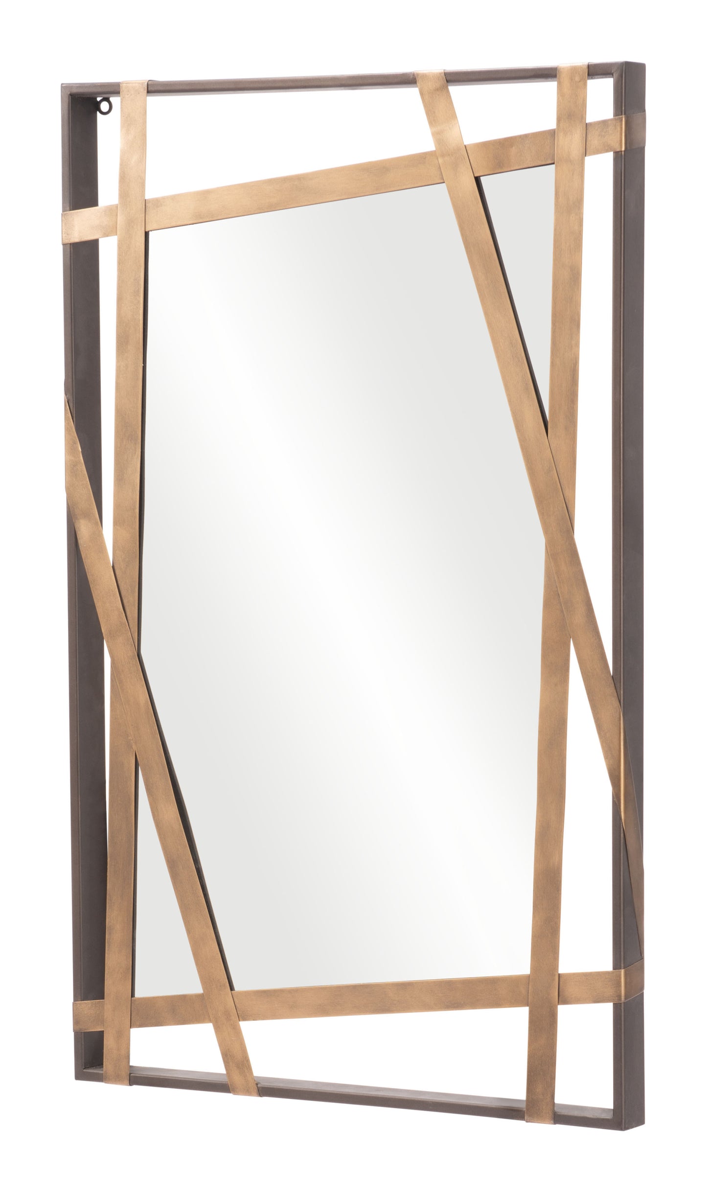 Gold And Black Steel Framed Accent Mirror