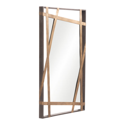 Gold And Black Steel Framed Accent Mirror