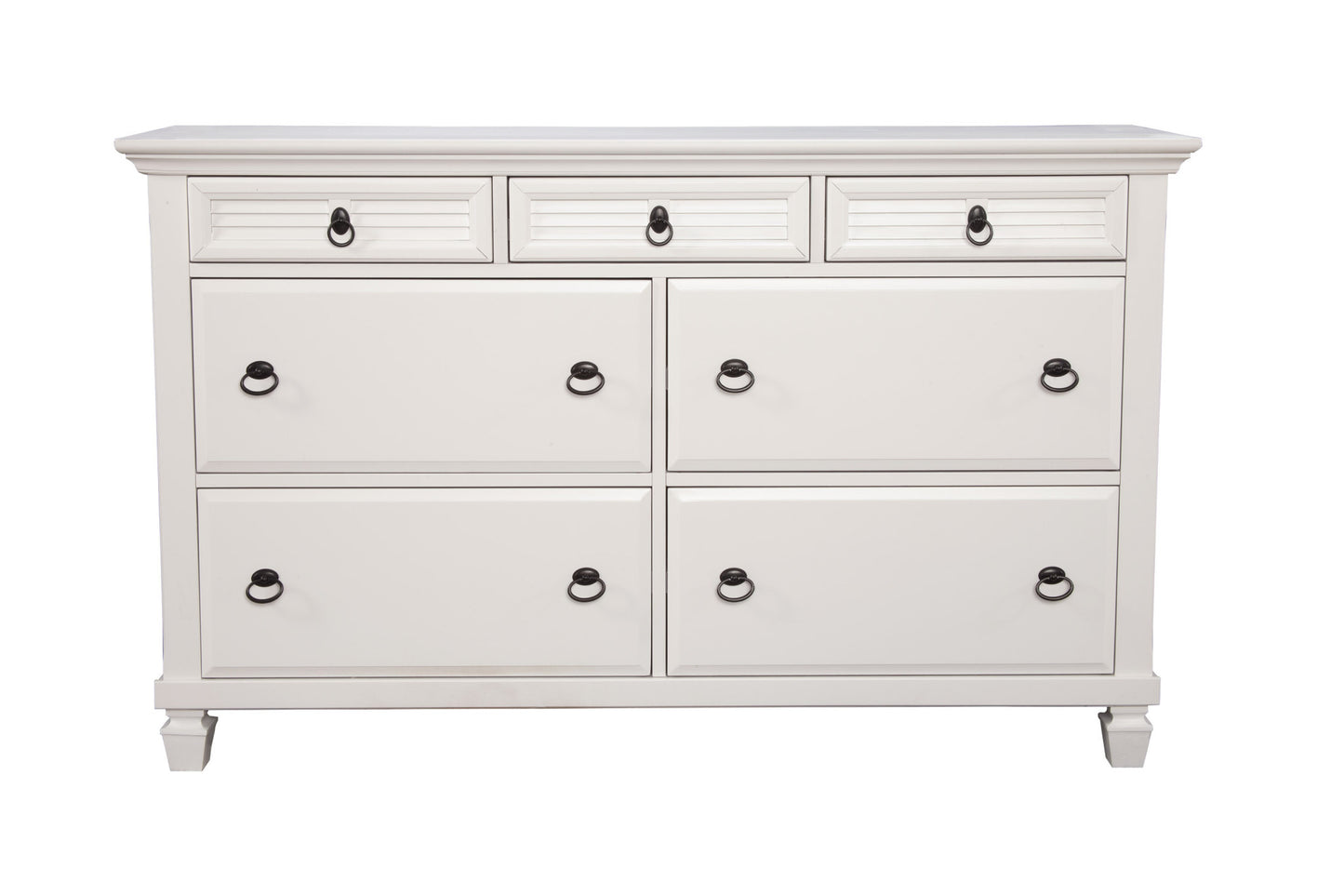 White Solid Wood Seven Drawer Double Dresser image 2