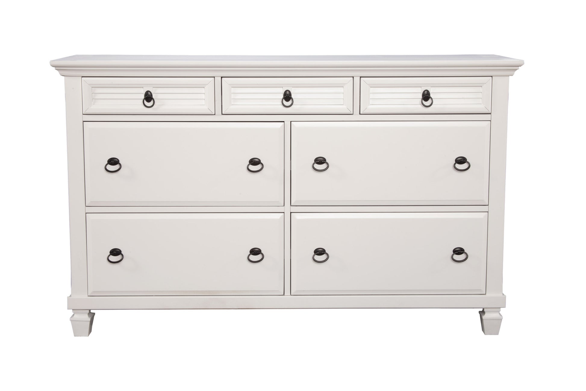 White Solid Wood Seven Drawer Double Dresser image 2