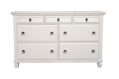 White Solid Wood Seven Drawer Double Dresser image 2