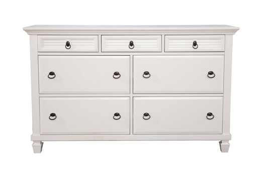 White Solid Wood Seven Drawer Double Dresser image 2