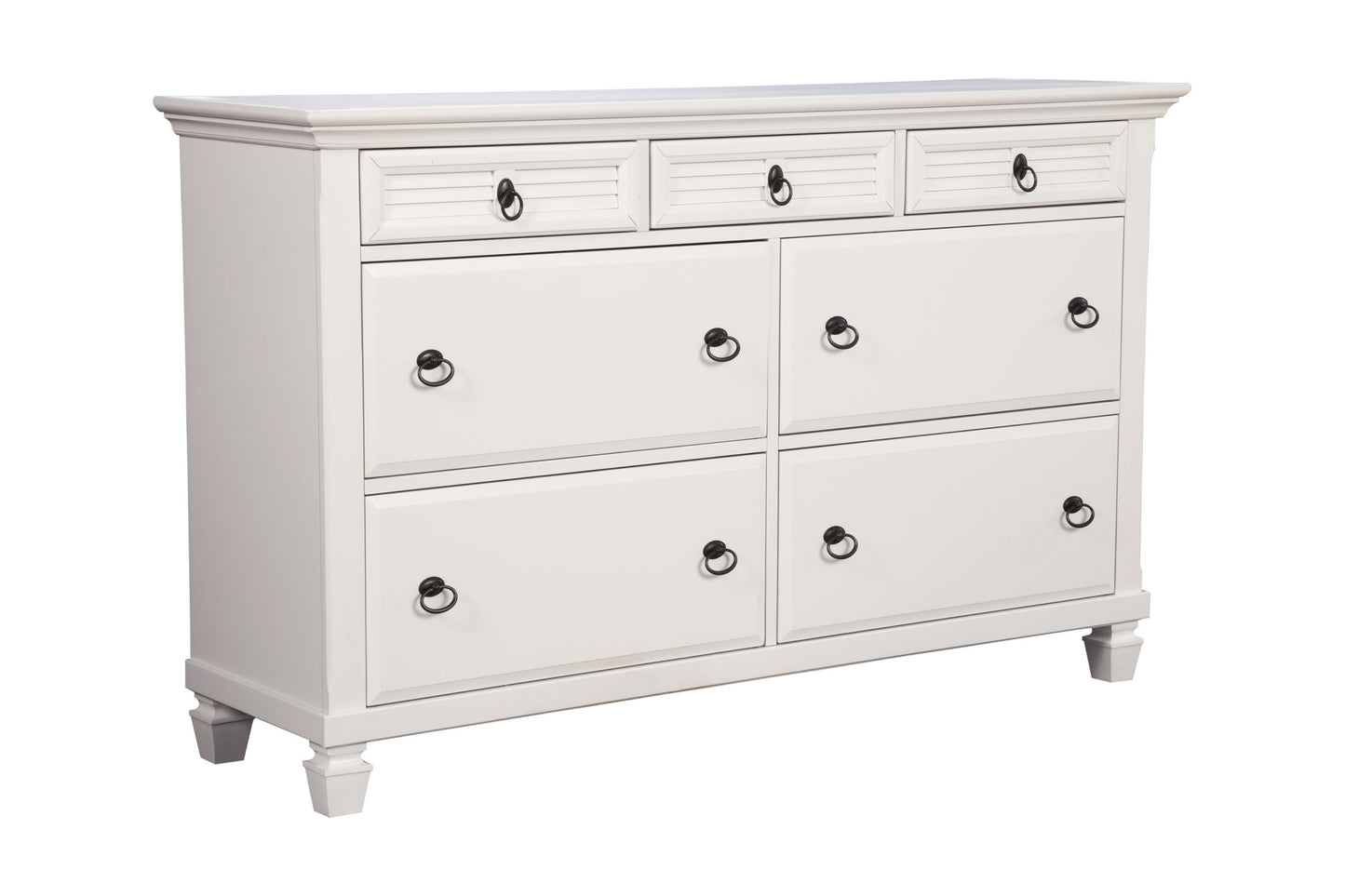 White Solid Wood Seven Drawer Double Dresser image 3
