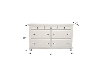 White Solid Wood Seven Drawer Double Dresser image 7