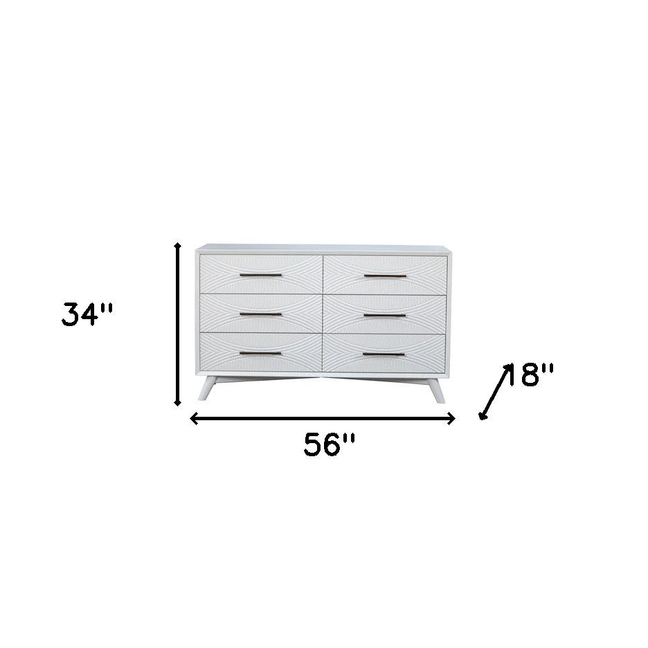 White Solid Wood Six Drawer Double Dresser image 4