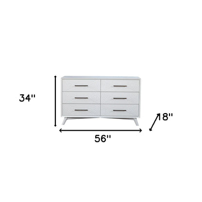 White Solid Wood Six Drawer Double Dresser image 4