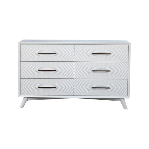 White Solid Wood Six Drawer Double Dresser image 2