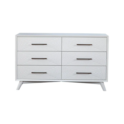 White Solid Wood Six Drawer Double Dresser image 2