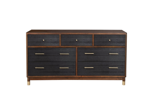 Brown And Black Solid Wood Seven Drawer Double Dresser image 2