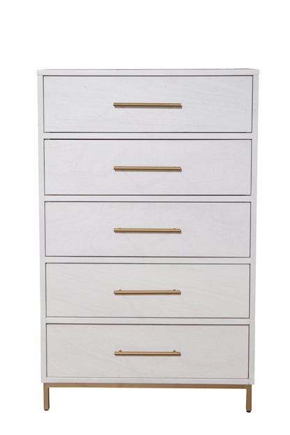 White Solid Wood Five Drawer Dresser image 2