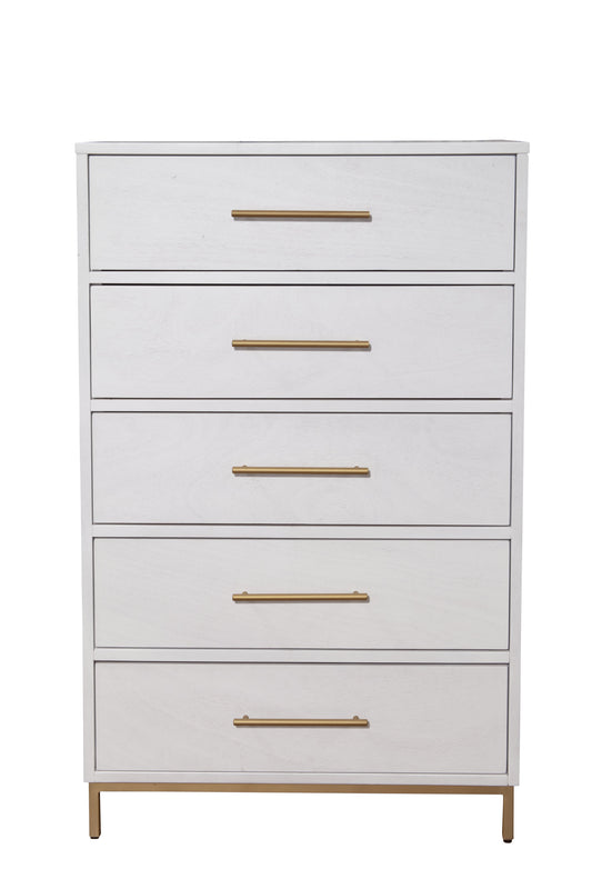 White Solid Wood Five Drawer Dresser image 2