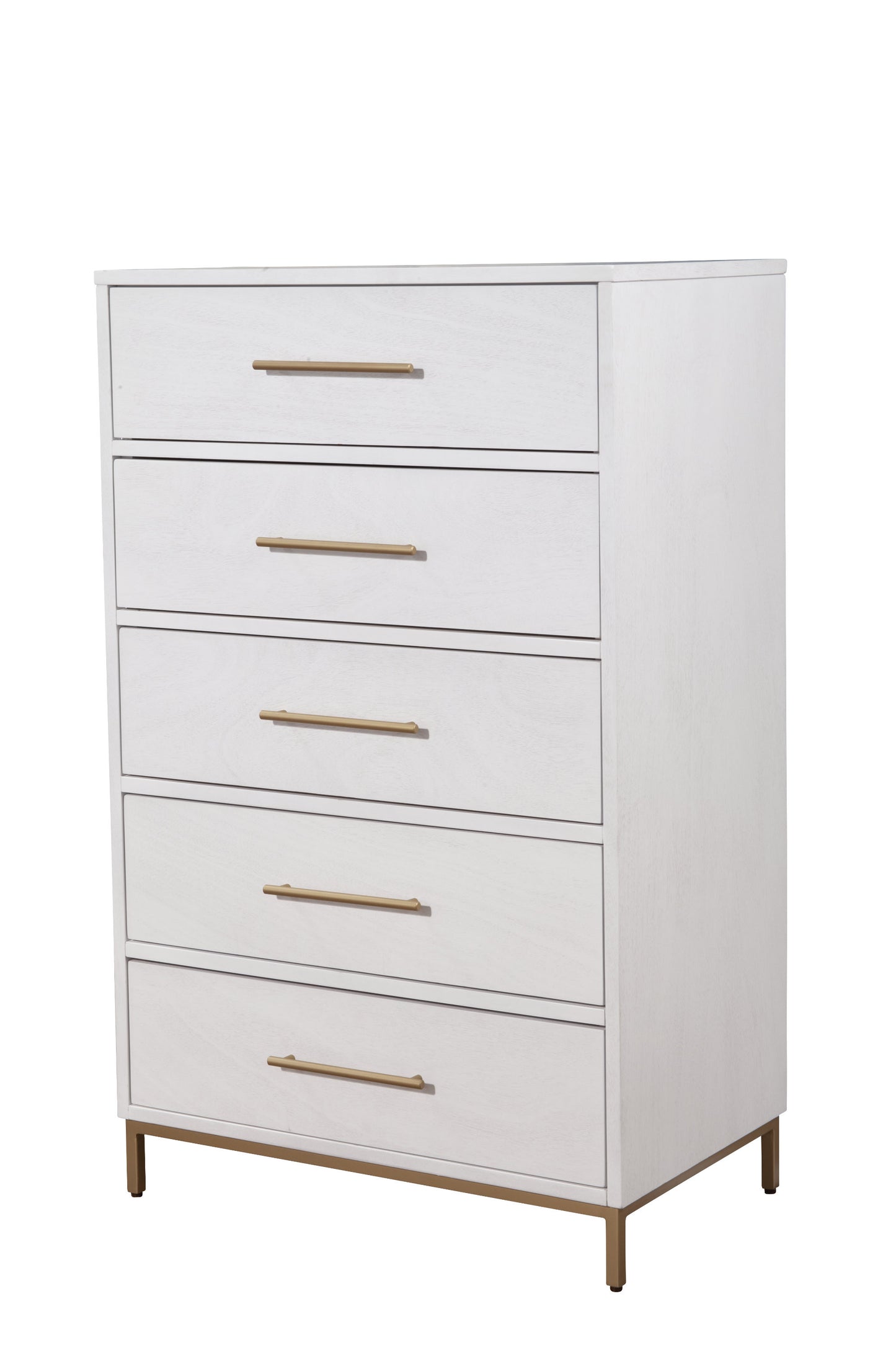 White Solid Wood Five Drawer Dresser image 3