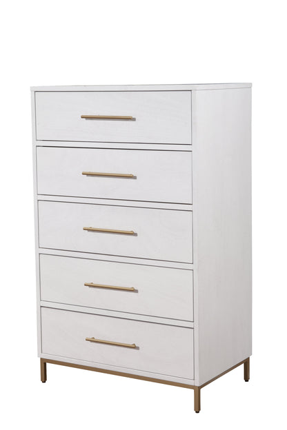 White Solid Wood Five Drawer Dresser image 3