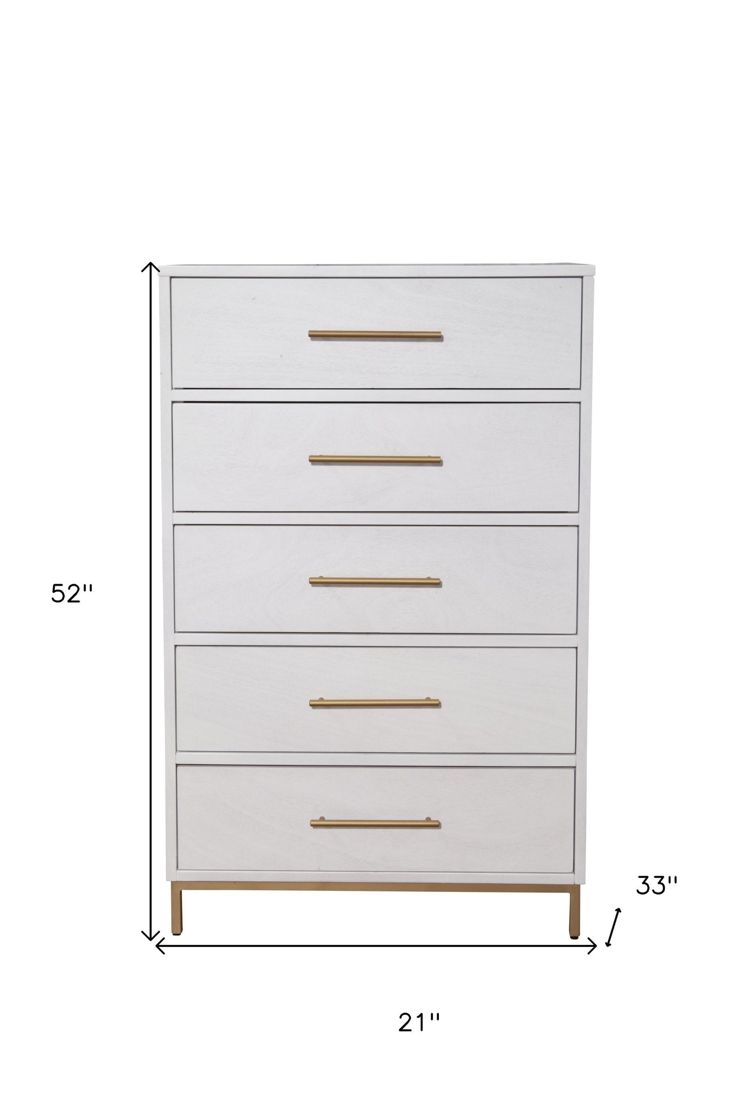White Solid Wood Five Drawer Dresser image 5