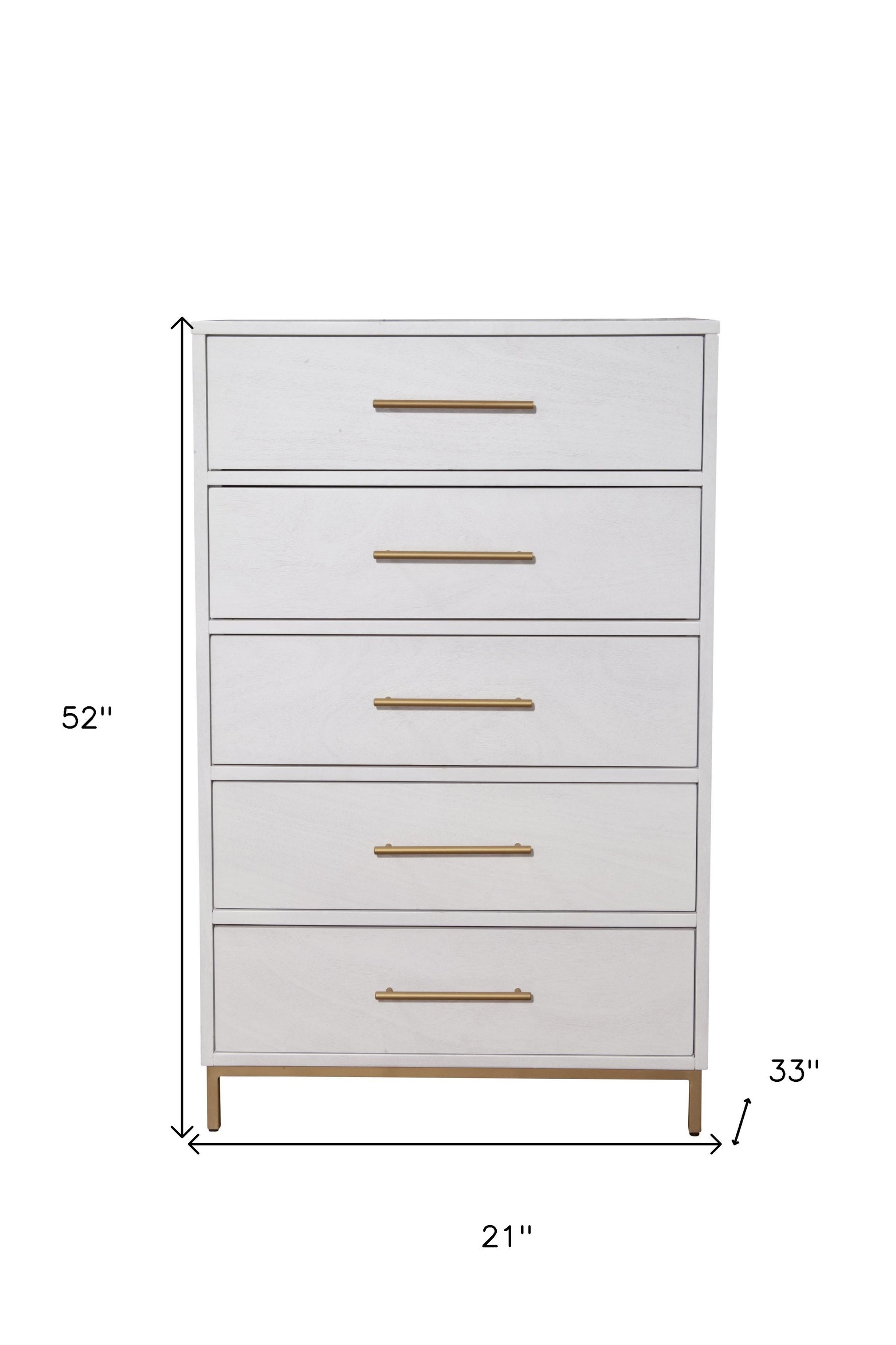 White Solid Wood Five Drawer Dresser image 5