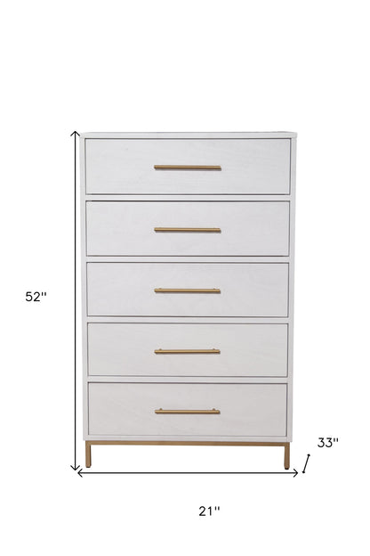 White Solid Wood Five Drawer Dresser image 5