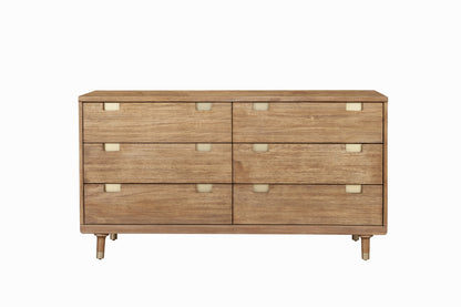 Brown Solid Wood Six Drawer Double Dresser image 2