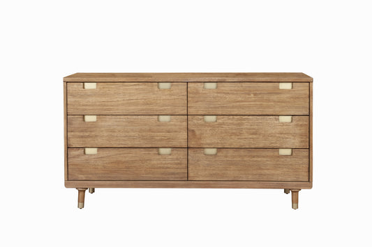 Brown Solid Wood Six Drawer Double Dresser image 2
