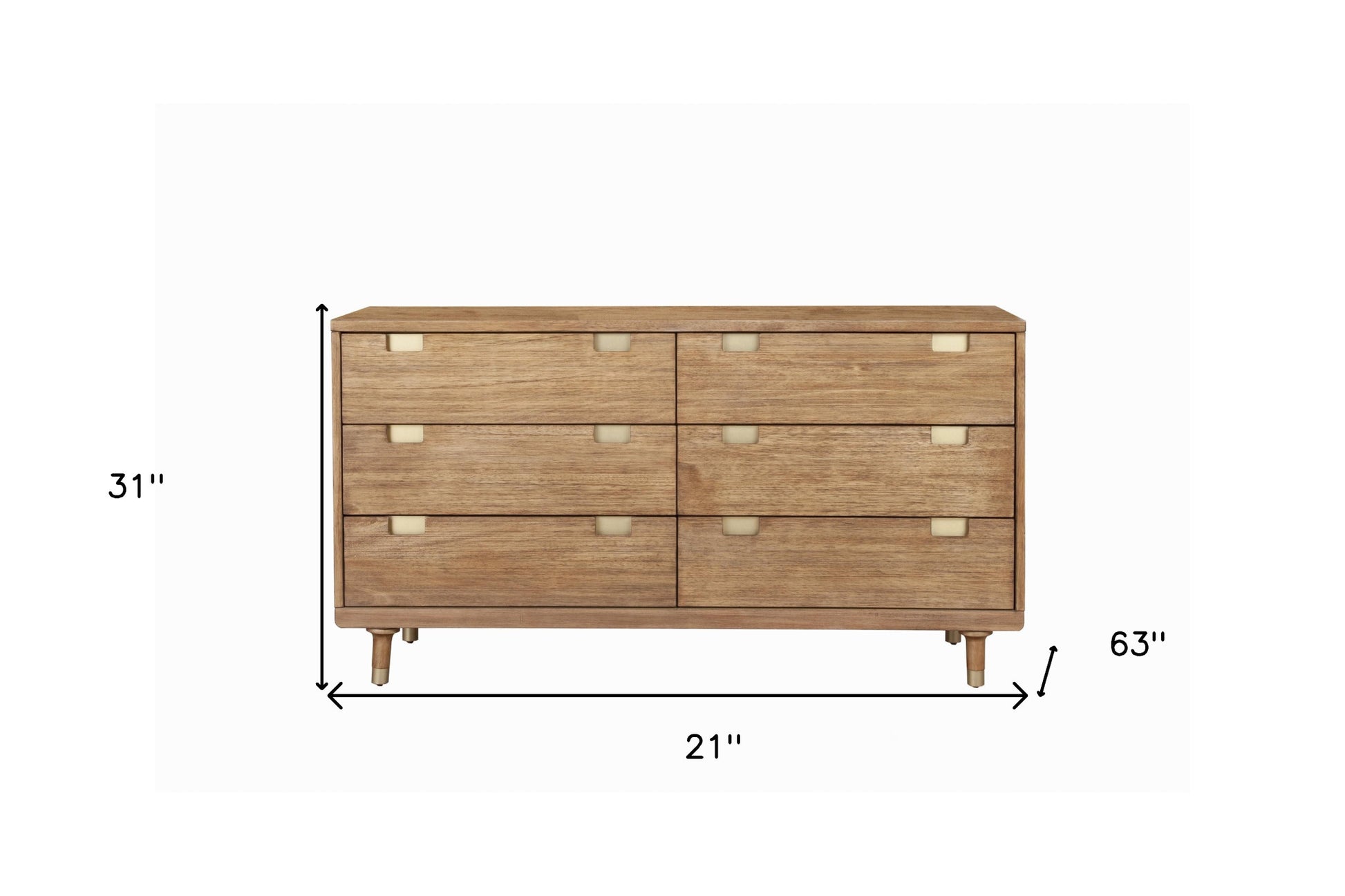 Brown Solid Wood Six Drawer Double Dresser image 5