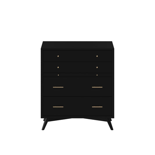Black Solid Wood Four Drawer Chest image 2