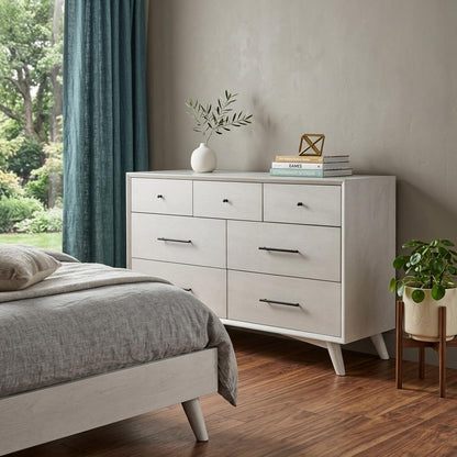 Gray Solid Wood Seven Drawer Double Dresser image 1