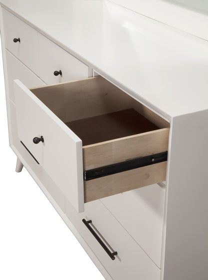 White Solid Wood Seven Drawer Double Dresser image 5