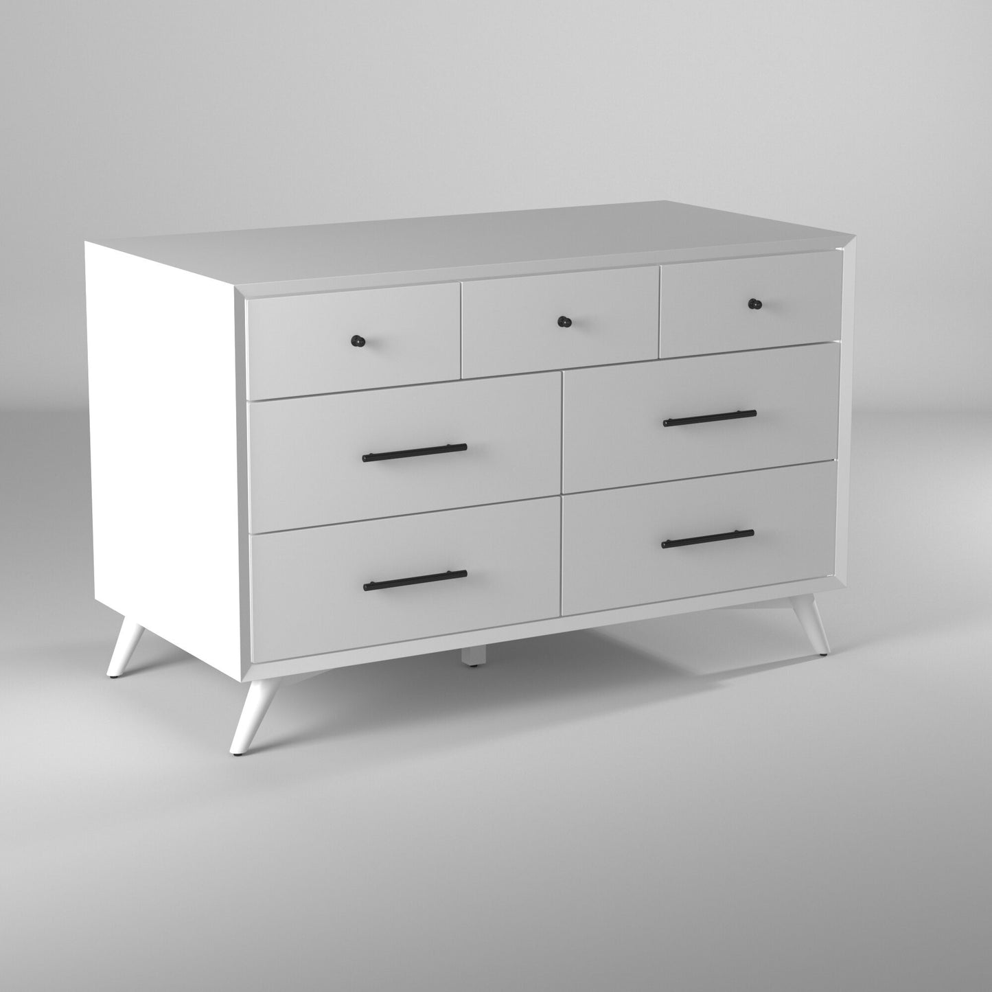 White Solid Wood Seven Drawer Double Dresser image 6