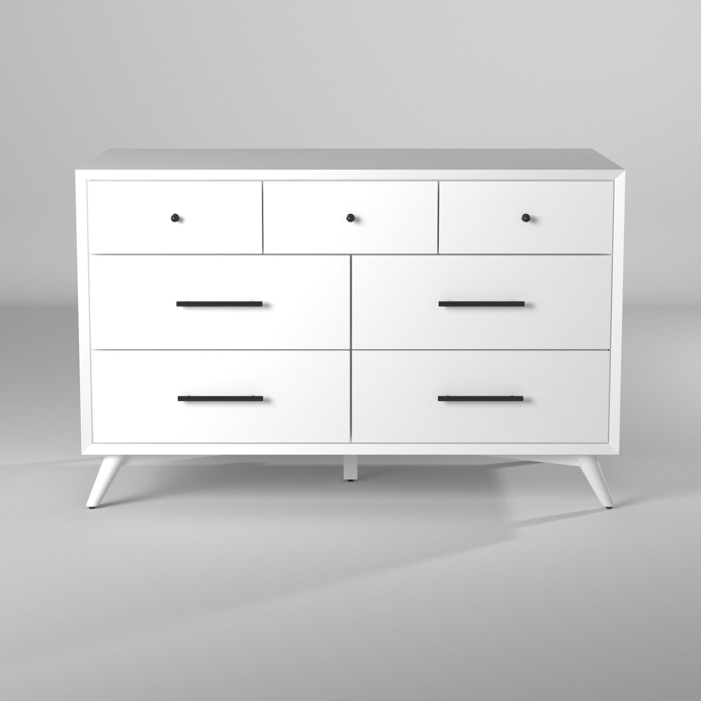 White Solid Wood Seven Drawer Double Dresser image 8