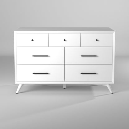 White Solid Wood Seven Drawer Double Dresser image 8