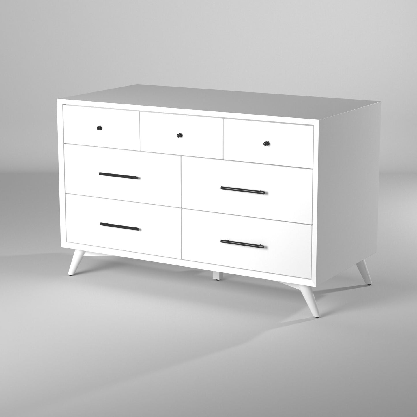 White Solid Wood Seven Drawer Double Dresser image 9