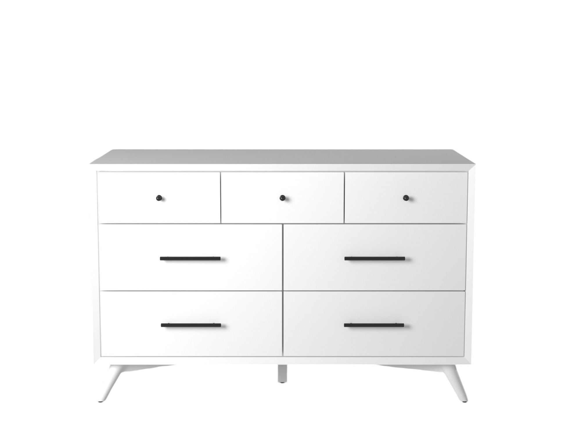 White Solid Wood Seven Drawer Double Dresser image 2