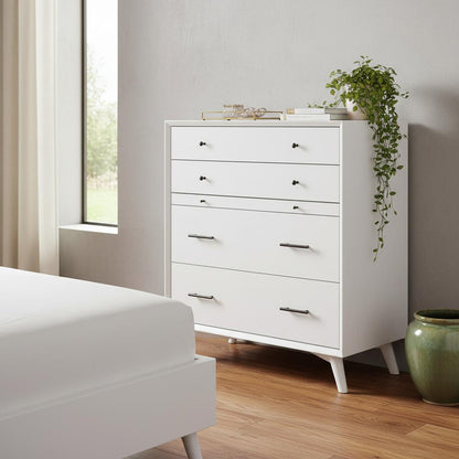White Solid Wood Four Drawer Chest image 1