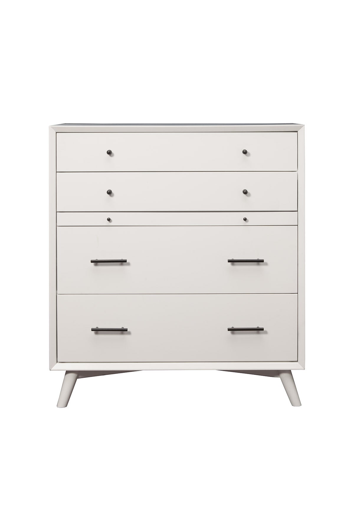 White Solid Wood Four Drawer Chest image 3