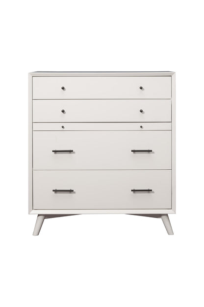 White Solid Wood Four Drawer Chest image 3