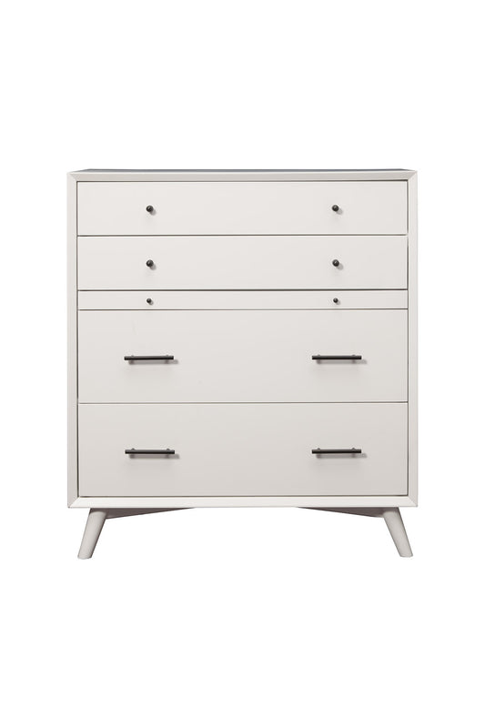 White Solid Wood Four Drawer Chest image 3